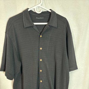 Men’s Tommy Bahama Textured Short Sleeve Button Up Shirt Silk Cotton Size Large